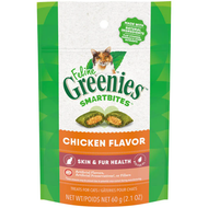 Greenies Feline Smartbites Skin and Fur Chicken Flavor Cat Treats