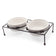 ThoozyPet White Stoneware Double Diner Bowls with Iron Stand